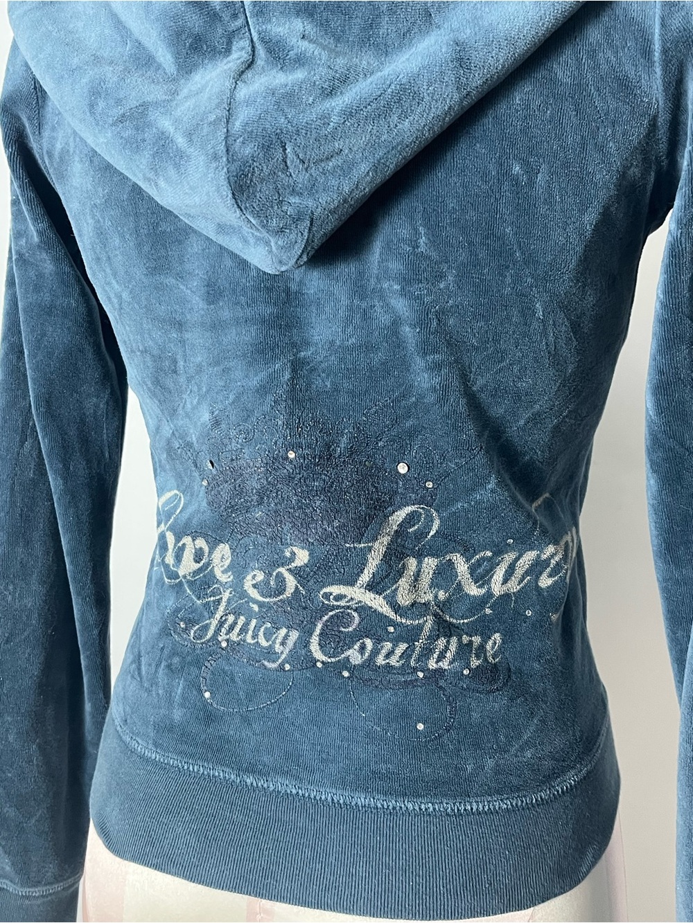 Juicy Couture Slate Blue Velour Zip Hoodie VTG